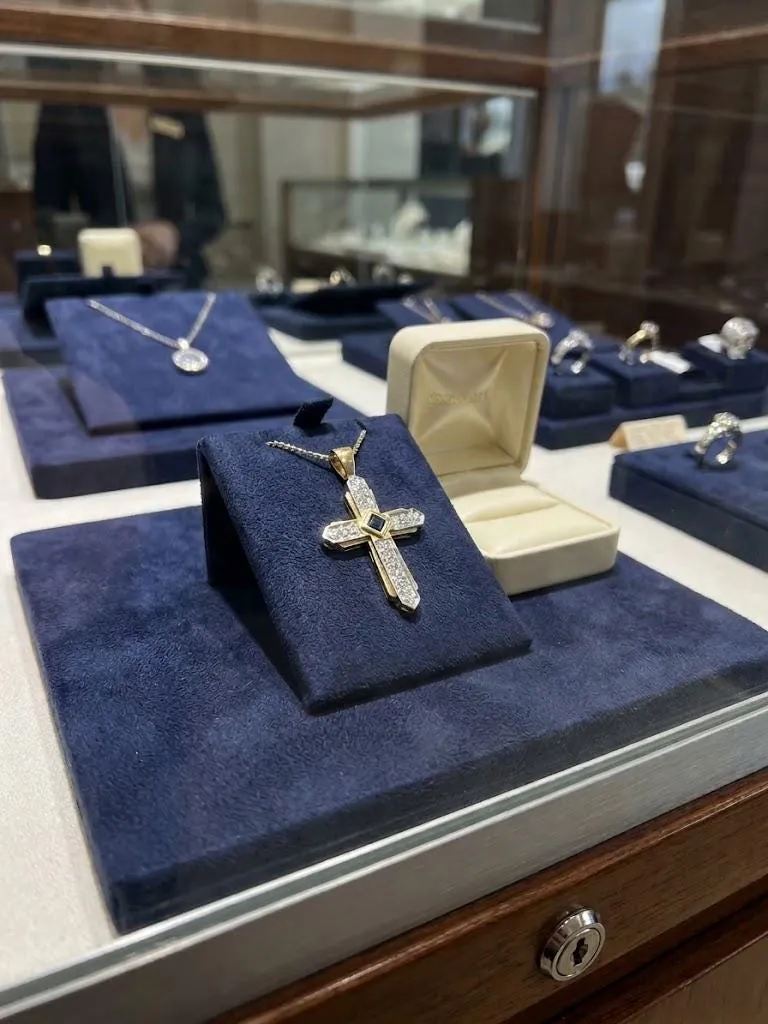 18k Yellow Gold Cross Pendant Natural Diamond Cross Natural Sapphire Cross Solid 18kt GOLD Cross Necklace Christian Cross for Graduation