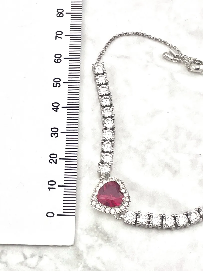 4.5ctw CERTIFIED Natural Ruby Heart Bracelet Ruby Heart-cut Ruby Diamond Bracelet Fine Jewelry 40th Ruby Anniversary Gift for Wife Handmade