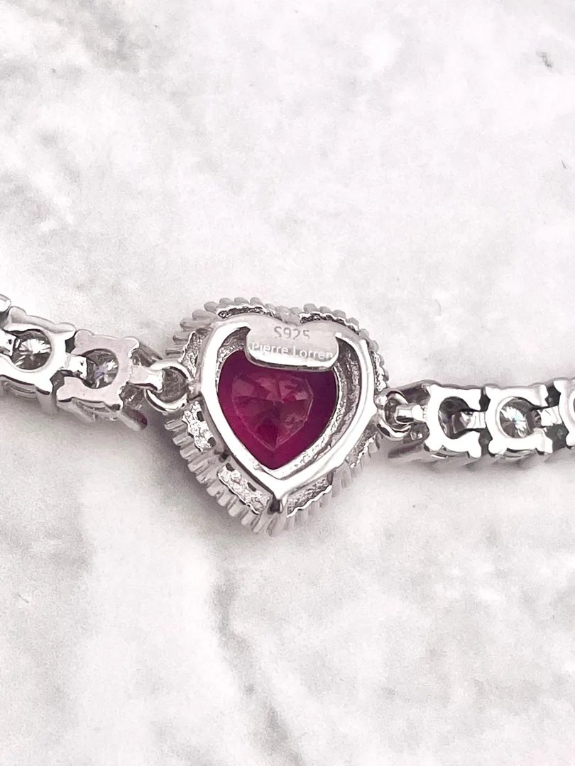 4.5ctw CERTIFIED Natural Ruby Heart Bracelet Ruby Heart-cut Ruby Diamond Bracelet Fine Jewelry 40th Ruby Anniversary Gift for Wife Handmade
