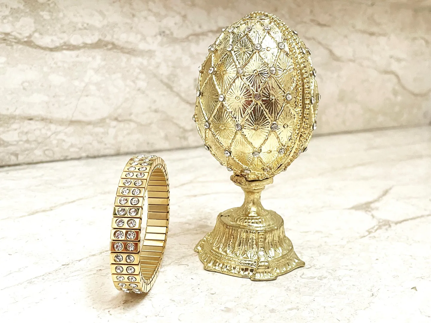 Faberge Egg 1898 Faberge Egg present Handmade Fabergé eggs Style Newly Engaged Gift 24k Gold Swarovski Handset Couple present Unique Wedding