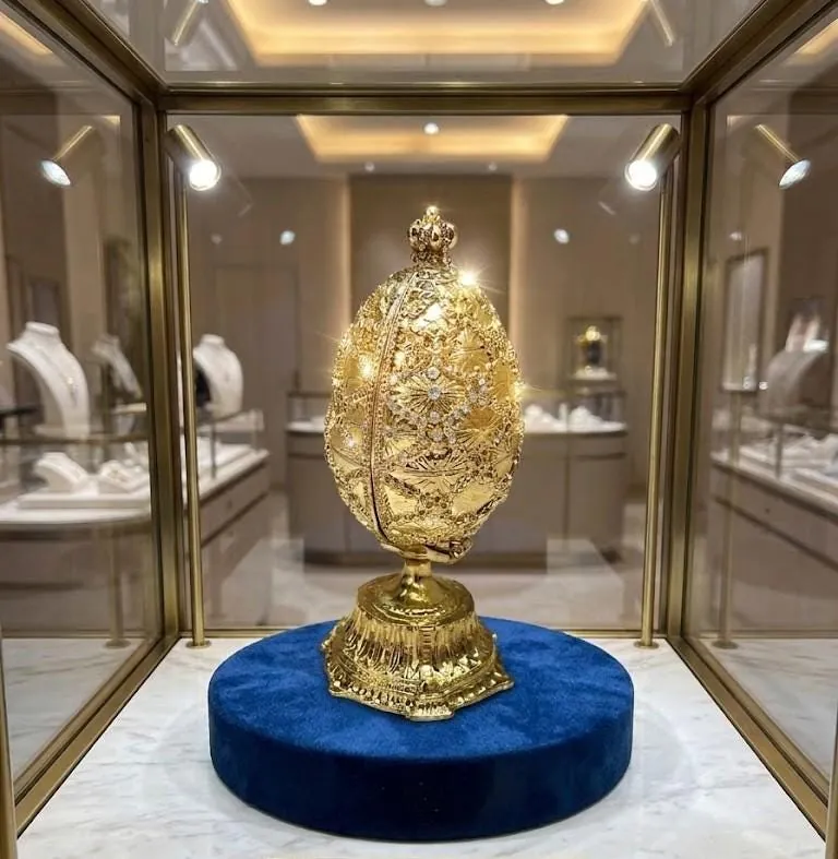Pierre Lorren Faberge Egg St. Petersburg Faberge Style Egg Home Decor Pure Gold Decor Swarovski Crystal Diamond Handset Anniversary Birthday