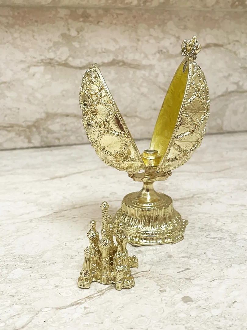 Pierre Lorren Faberge Egg St. Petersburg Faberge Style Egg Home Decor Pure Gold Decor Swarovski Crystal Diamond Handset Anniversary Birthday