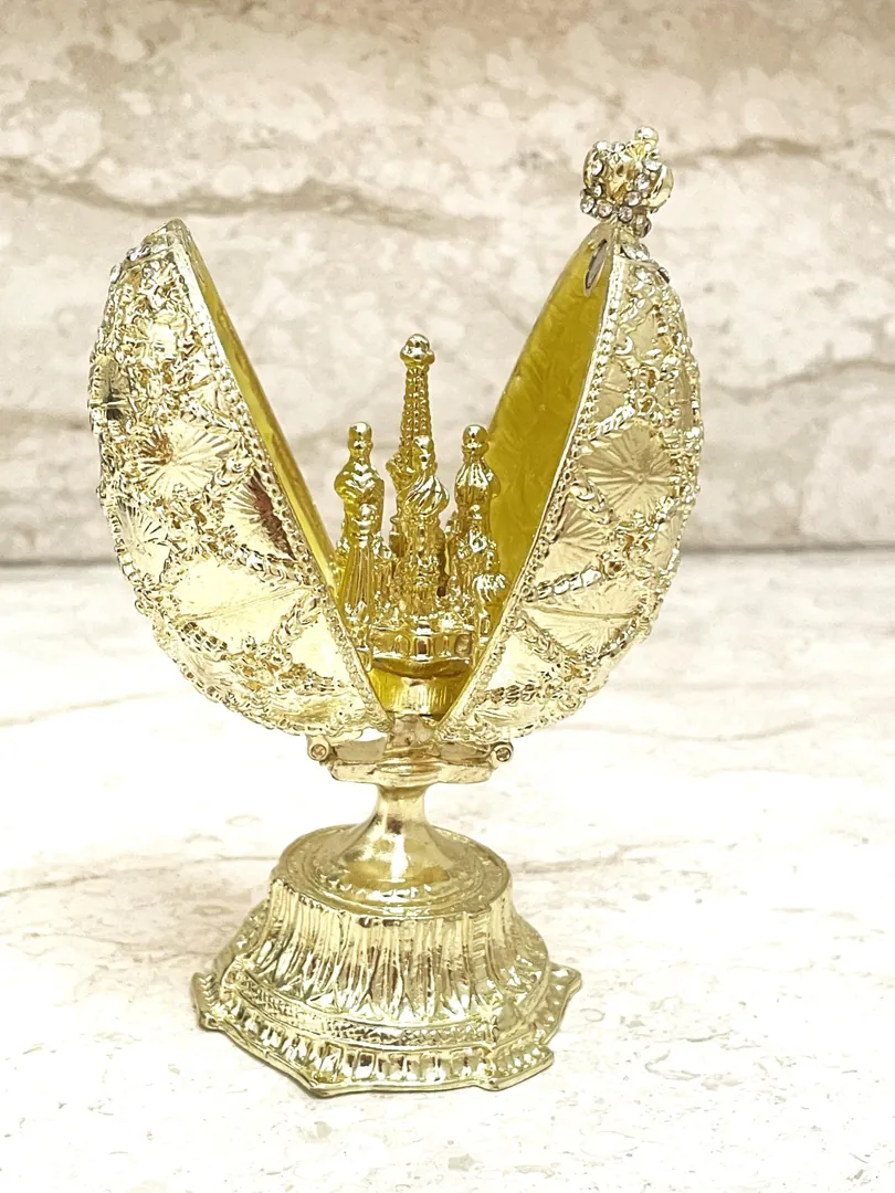 Pierre Lorren Faberge Egg St. Petersburg Faberge Style Egg Home Decor Pure Gold Decor Swarovski Crystal Diamond Handset Anniversary Birthday