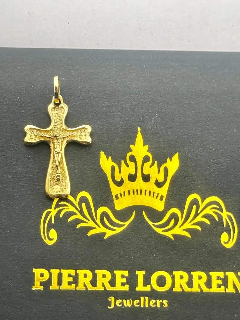 Solid 18k Gold Cross Jesus Cross Pendant Handmade Cross Necklace Christian Mother Gift Crucifix Cross for Dad Unisex 18kt Cross .70