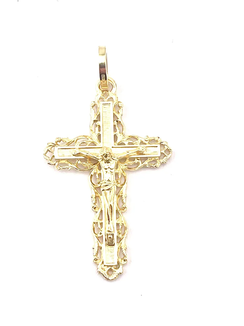 18k Yellow Gold Cross Pendant Solid 18kt GOLD Cross Necklace Christian Mother Gift Crucifix Cross for Woman Cross for Graduation Daughter