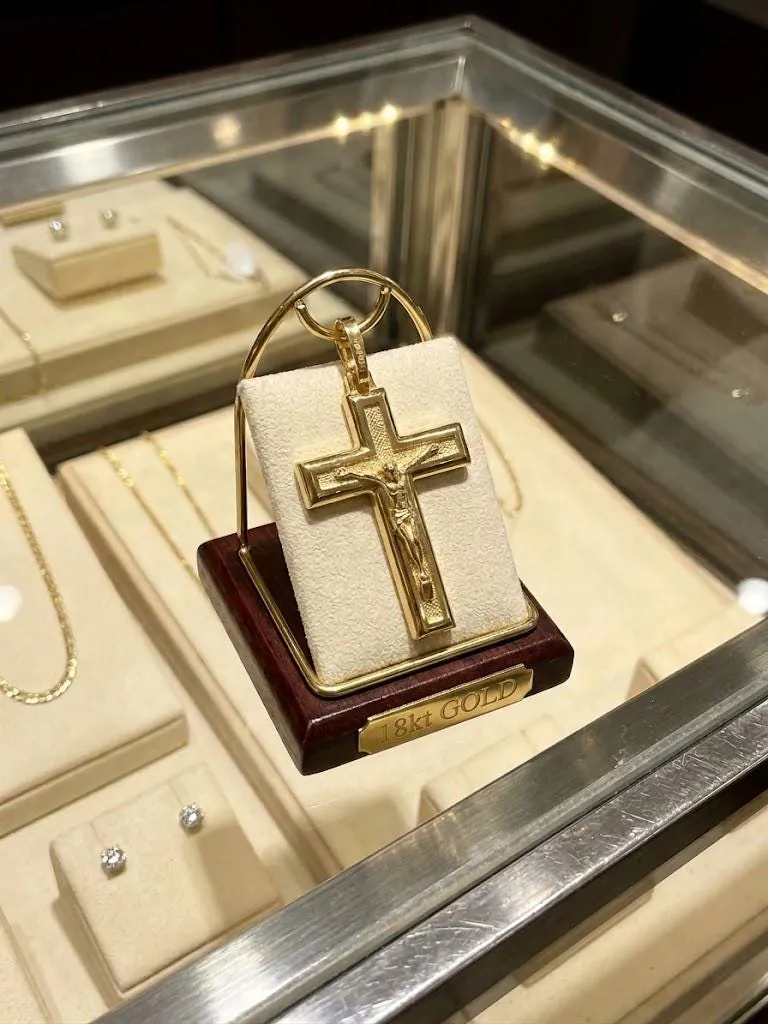 18k Yellow Gold Cross Pendant Solid 18kt GOLD Cross Necklace Christian Father Gift Crucifix Cross for Men Cross for Birthday Graduation Son