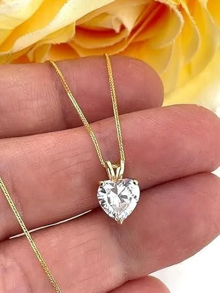 Pierre Lorren 1.5ct Heart Diamond Pendant, 18k Solid Yellow Gold Necklace, Heart Diamond Jewelry, Handmade Love Diamond Fine Jewelry.