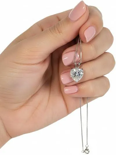 Pierre Lorren 1.5ct Heart Diamond Pendant, 18k Solid White Gold Necklace, Heart Diamond Jewelry Handmade Love Diamond Fine Jewelry.