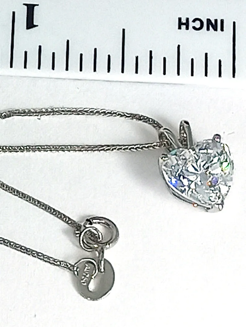 Pierre Lorren 1.5ct Heart Diamond Pendant, 18k Solid White Gold Necklace, Heart Diamond Jewelry Handmade Love Diamond Fine Jewelry.