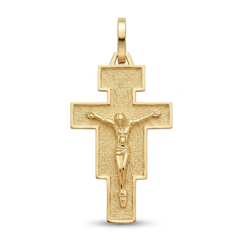 18k Yellow Gold Cross Pendant Solid 18kt GOLD Cross Necklace Christian Father Gift Crucifix Cross for Men Cross for Son Birthday Graduation