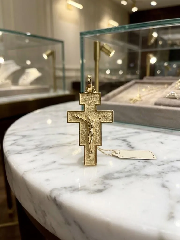 Solid 18k Gold Jesus Cross Pendant, Handmade Cross Necklace, Christian Mother Gift, Crucifix Cross for Mom, Cross for Women, Dimensions: 1.06