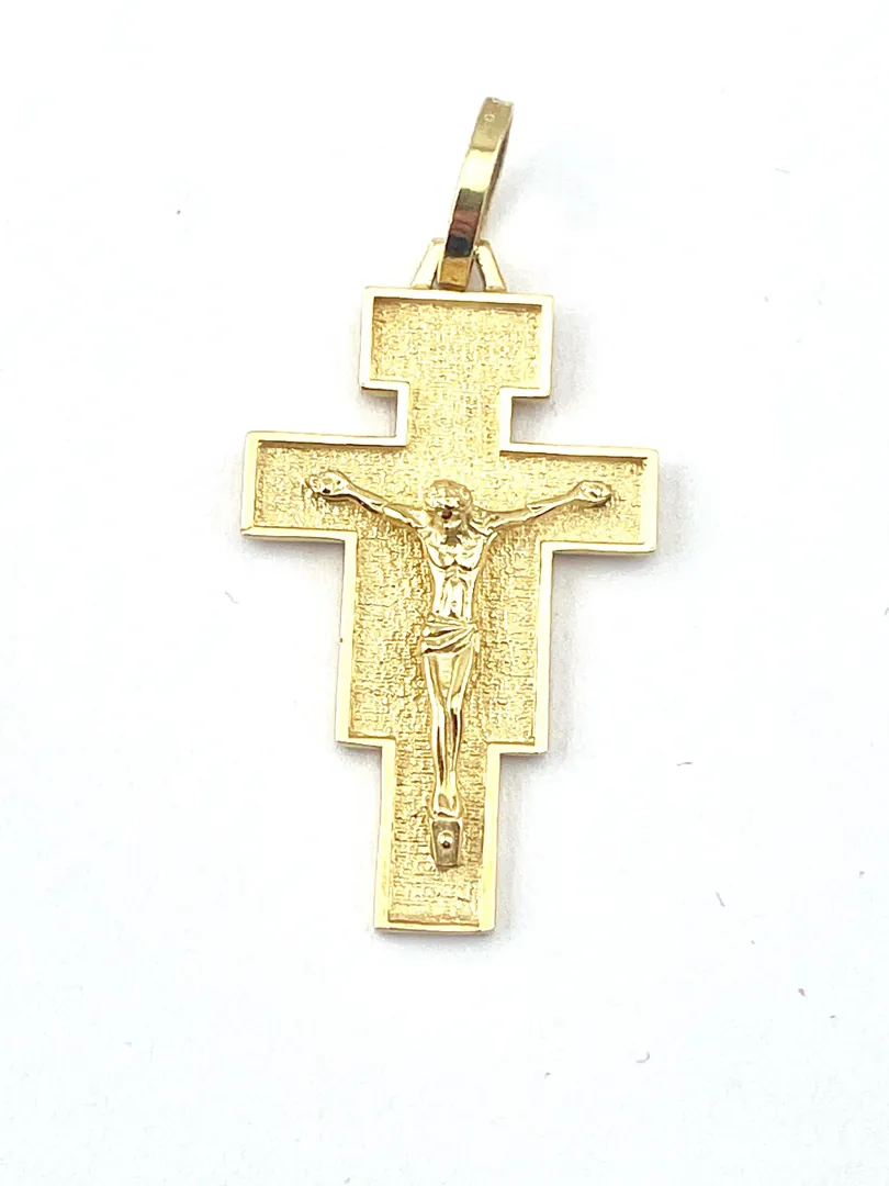 Solid 18k Gold Jesus Cross Pendant, Handmade Cross Necklace, Christian Mother Gift, Crucifix Cross for Mom, Cross for Women, Dimensions: 1.06