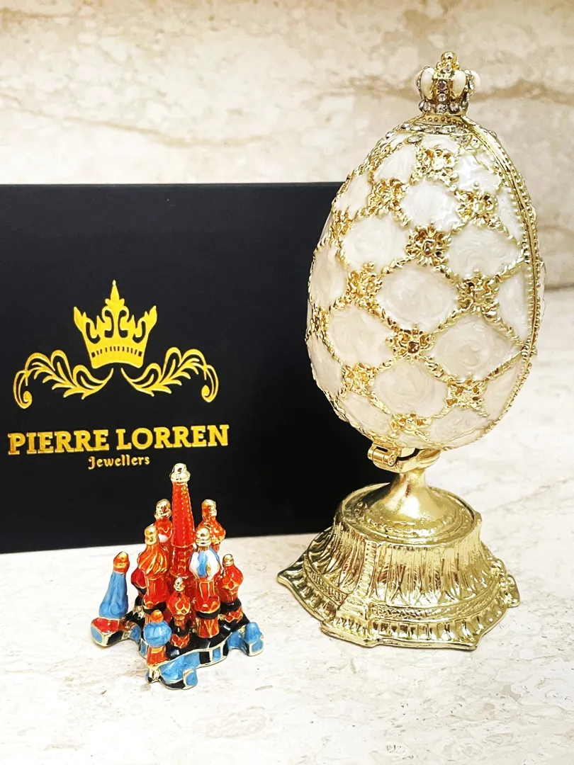 Faberge Egg 1898 Handmade Fabergé Eggs Style Newly Engaged Gift 24k Gold Swarovski Handset Couple Present Unique Wedding