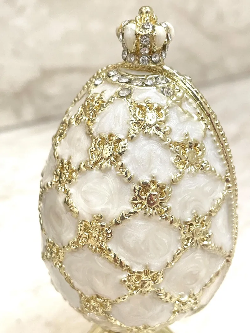 Pierre Lorren Faberge Egg St Petersburg Faberge style egg Home Decor Pure Gold Decor Swarovski Crystal Diamond Handset Birthday Anniversary