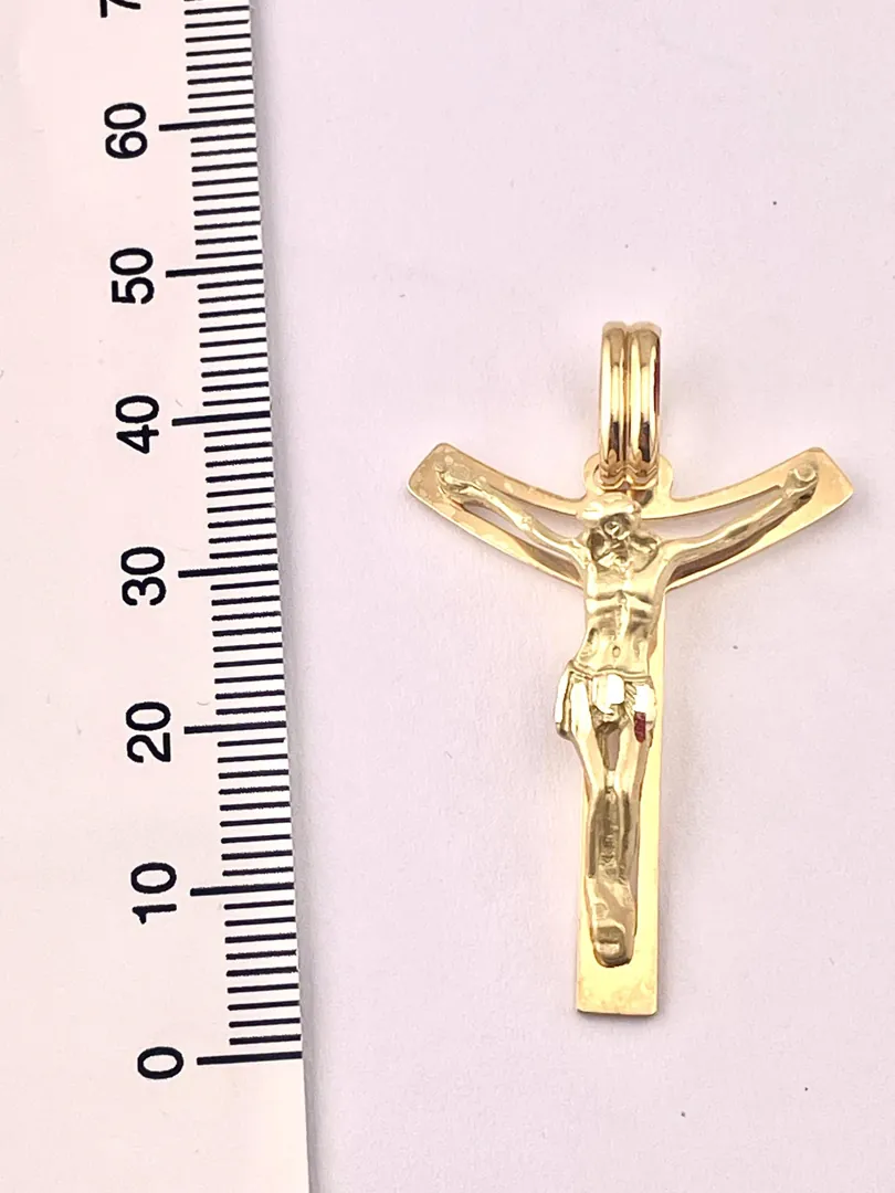 18k Yellow Gold Cross Pendant Solid 18kt Gold Cross Necklace Christian Father Gift Crucifix Cross for Men Cross for Son Graduation Birthday