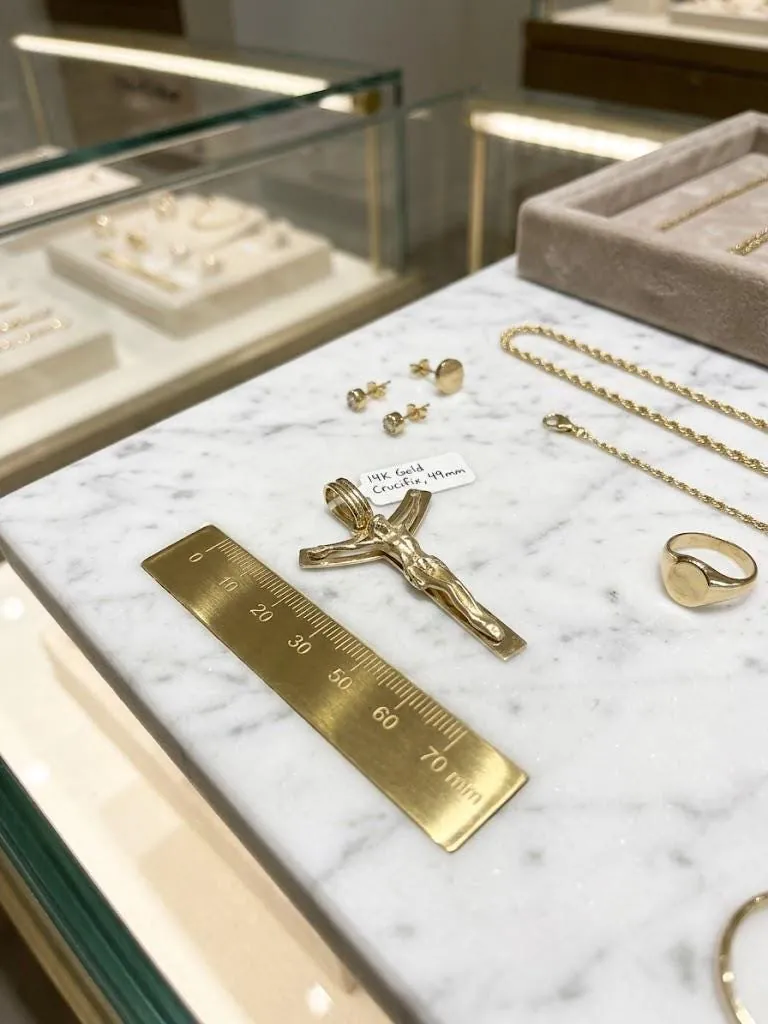 Solid 18k Gold Cross Jesus Cross Pendant Handmade Cross Necklace Christian Mother Gift Crucifix Cross for Mom Cross for Women 1.06