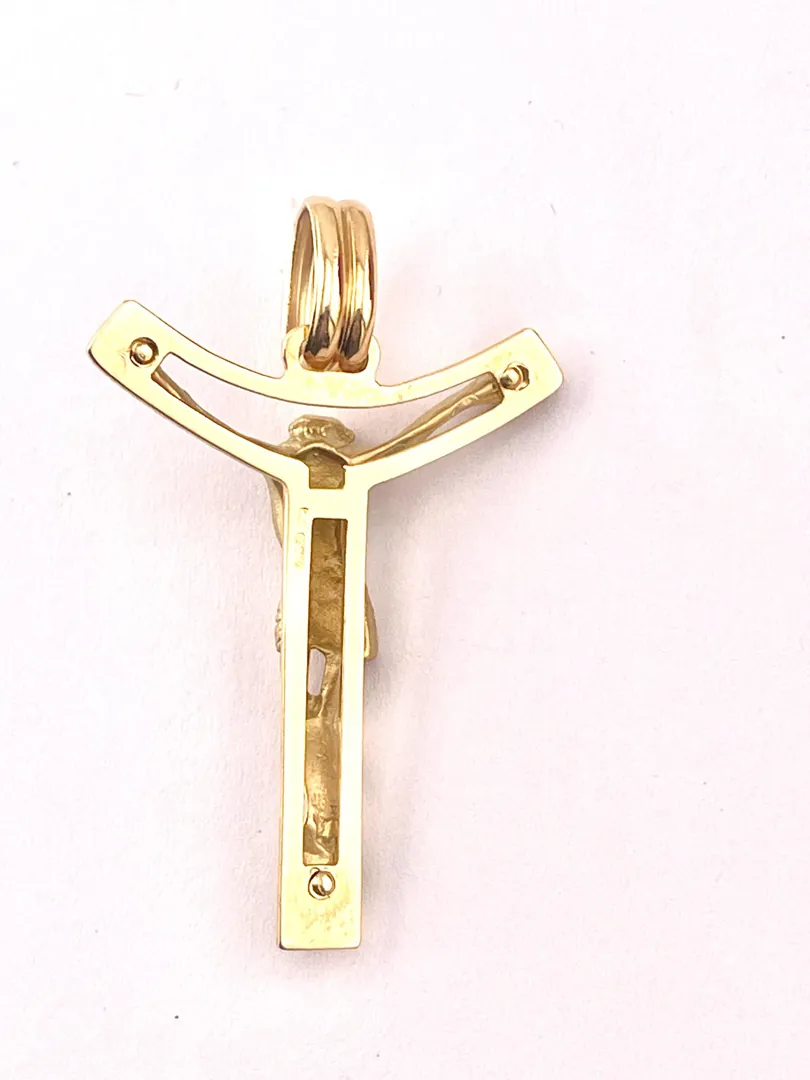 Solid 18k Gold Cross Jesus Cross Pendant Handmade Cross Necklace Christian Mother Gift Crucifix Cross for Mom Cross for Women 1.06