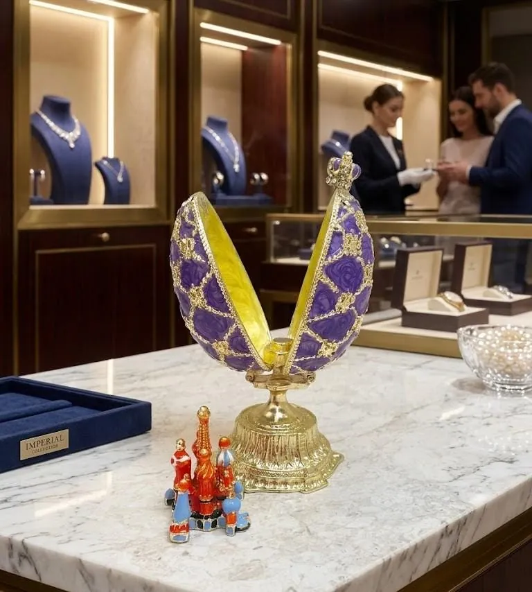 Pierre Lorren Faberge Egg St Petersburg Faberge Style Egg Home Decor Pure Gold Decor Swarovski Crystal Diamond Handset Birthday Anniversary