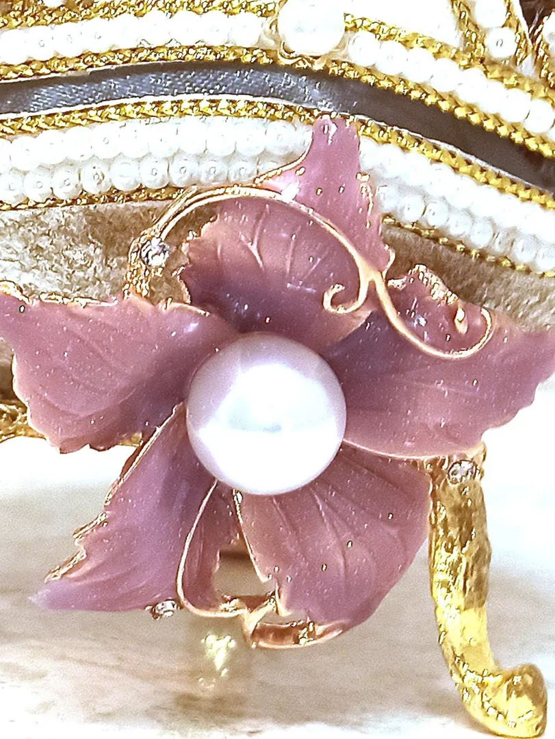 2008 Faberge Egg Music Box Natural Egg Faberge Style Egg + Faberge Necklace Birthday Gifts for Wife Fabergé Egg Rose Handmade Vintage Egg