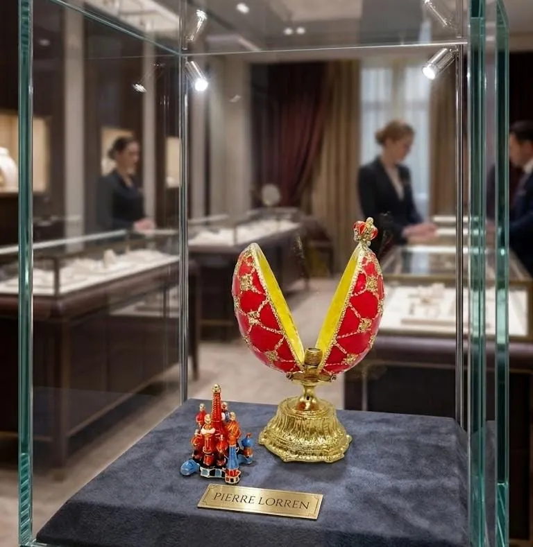 Pierre Lorren Faberge Egg St. Petersburg Faberge Style Egg Home Decor Pure Gold Decor Swarovski Crystal Diamond Handset Birthday Anniversary.