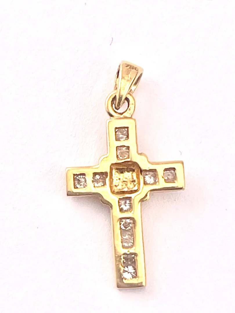 18k Yellow Gold Cross Pendant Solid 18kt GOLD Cross Necklace Christian Mother gift Crucifix Cross for Women Cross for Graduation Daughter