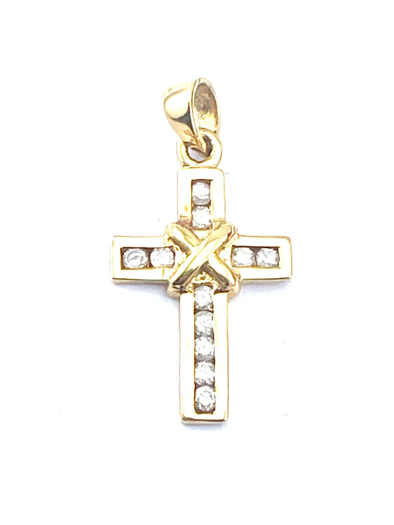 18k Yellow Gold Cross Pendant Solid 18kt GOLD Cross Necklace Christian Mother gift Crucifix Cross for Women Cross for Graduation Daughter