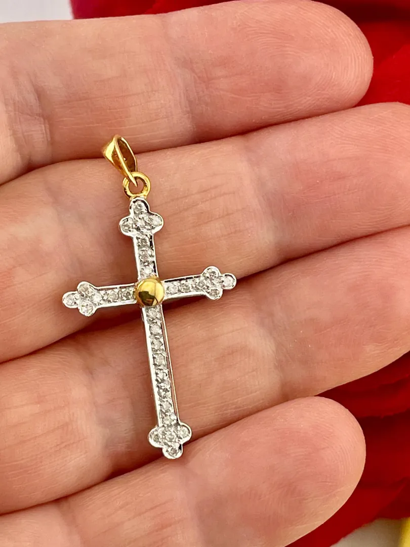 18k Yellow Gold Cross Pendant Solid 18kt Gold Cross Necklace Christian Mother Gift Crucifix Cross for Women Cross for Graduation Daughter