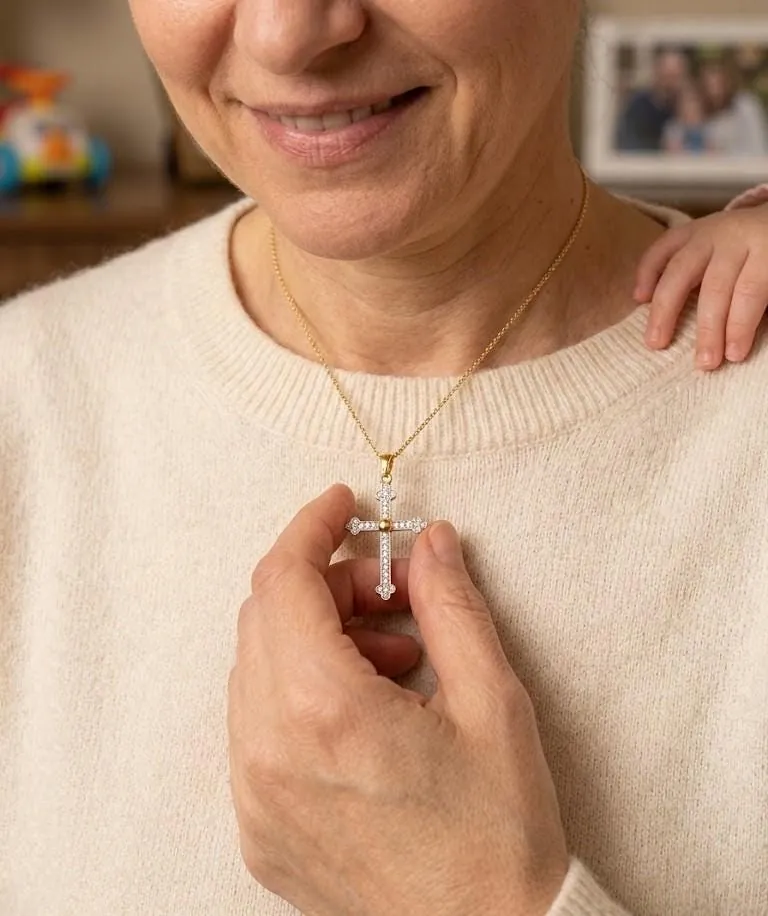 18k Yellow Gold Cross Pendant Solid 18kt Gold Cross Necklace Christian Mother Gift Crucifix Cross for Women Cross for Graduation Daughter