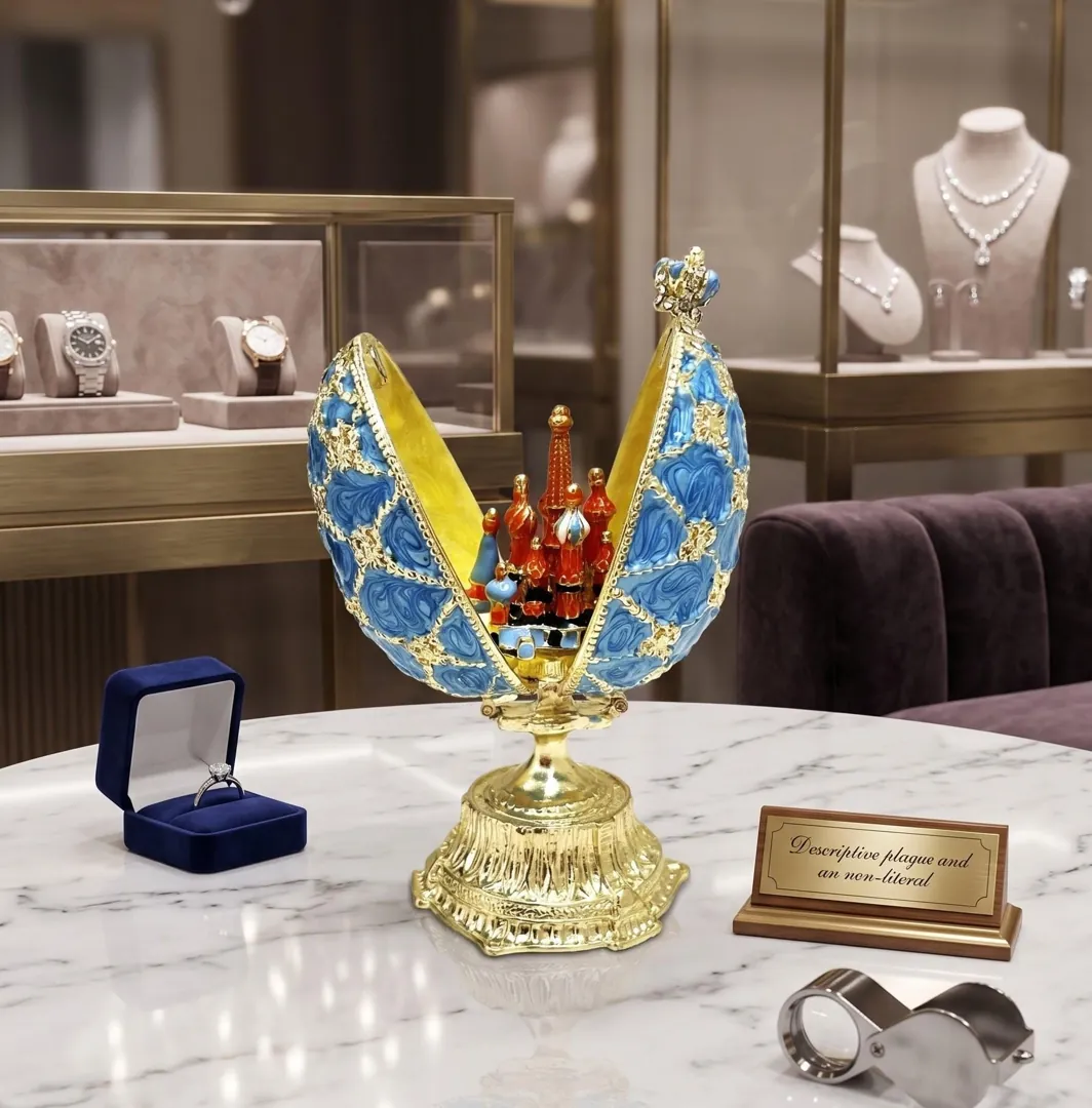 Faberge Egg 1898 Faberge Egg Present Handmade Fabergé Eggs Style Newly Engaged Gift 24k Gold Swarovski Handset Couple Present Unique Wedding