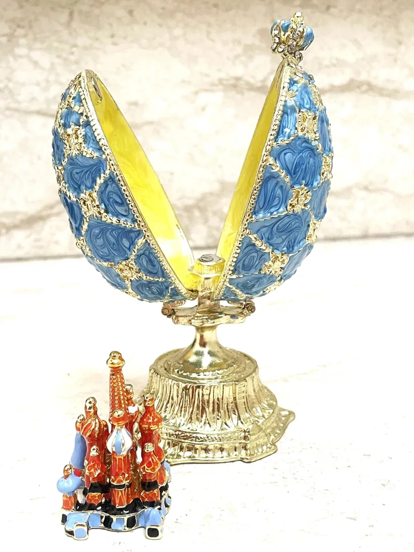 Pierre Lorren Faberge Egg St Petersburg Faberge style egg Home Decor Pure Gold Decor Swarovski Crystal Diamond Handset Birthday Anniversary