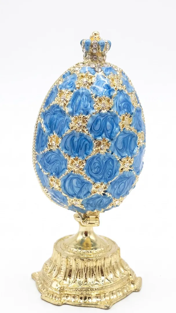 Pierre Lorren Faberge Egg St Petersburg Faberge style egg Home Decor Pure Gold Decor Swarovski Crystal Diamond Handset Birthday Anniversary
