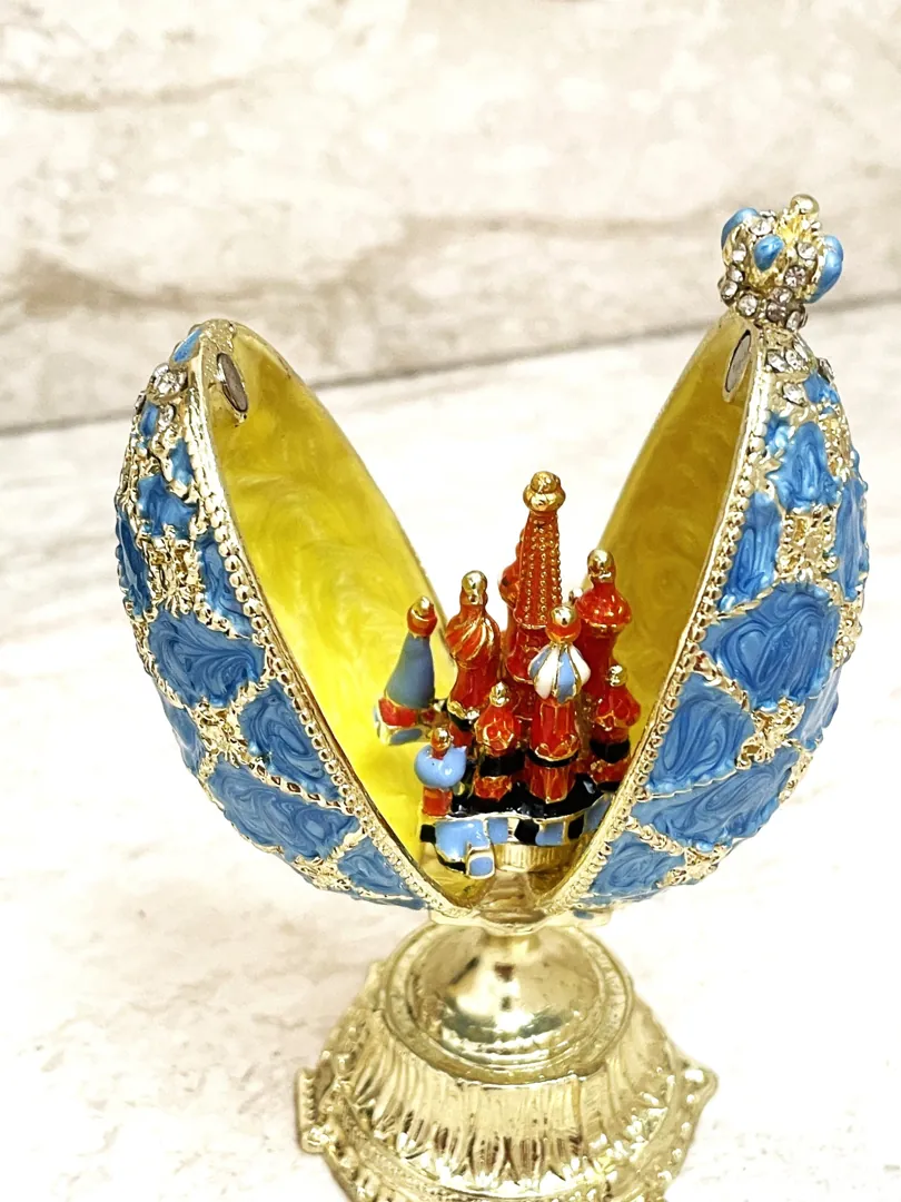 Pierre Lorren Faberge Egg St Petersburg Faberge style egg Home Decor Pure Gold Decor Swarovski Crystal Diamond Handset Birthday Anniversary