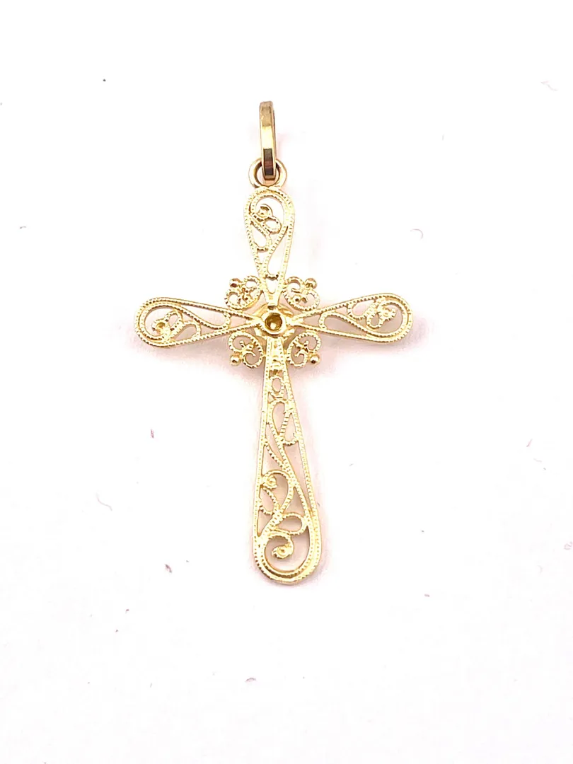 18k Yellow Gold Cross Pendant Solid 18kt GOLD Cross Necklace Christian Mother gift Crucifix Cross for Women Cross for Graduation Daughter