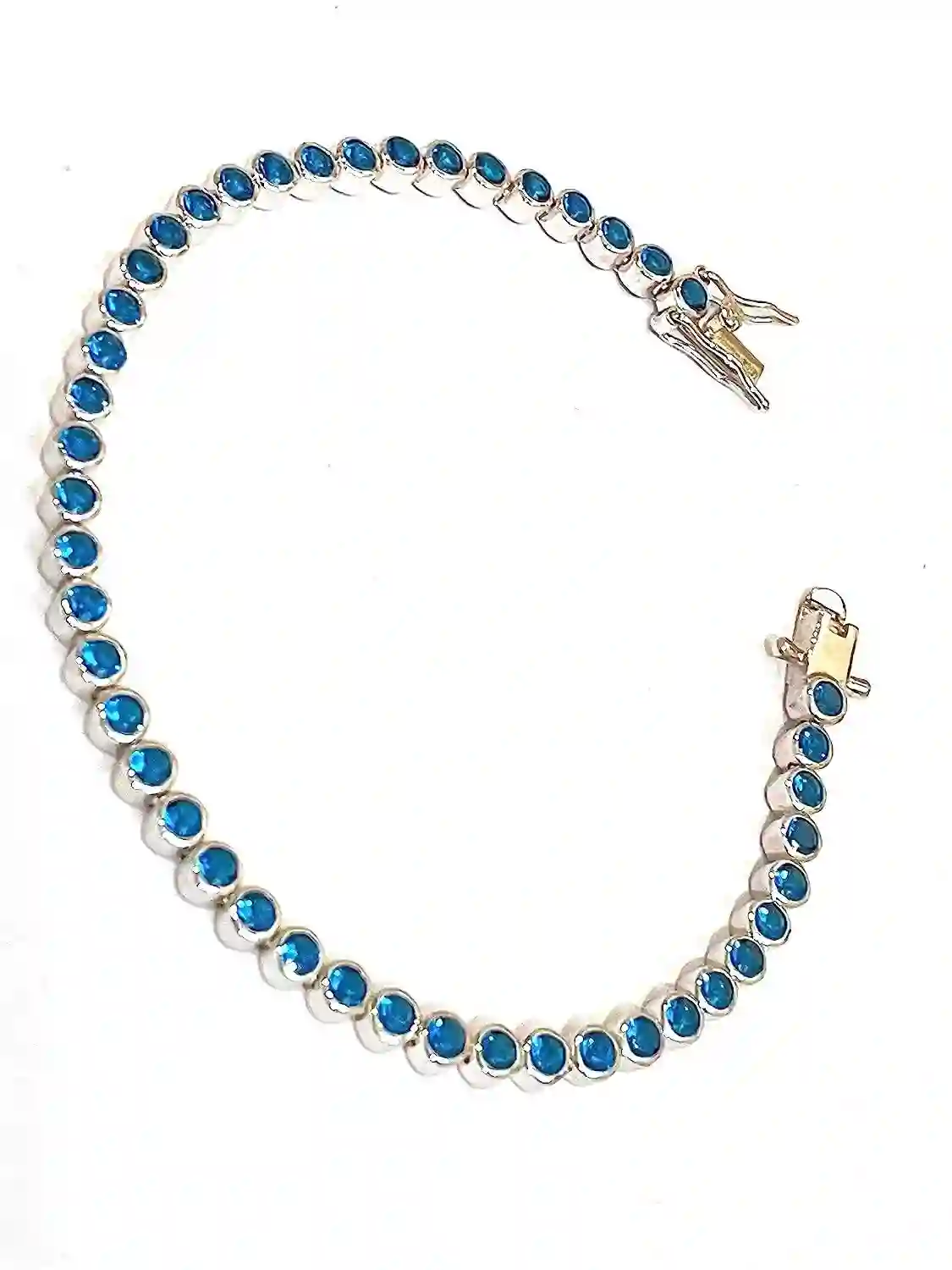 ONE OF a Kind London Blue Topaz Bracelet 925 Sterling Silver Bracelet Blue Topaz Jewelry Line Bracelet for her Birthday Gift 16.00 ct. t.w. 