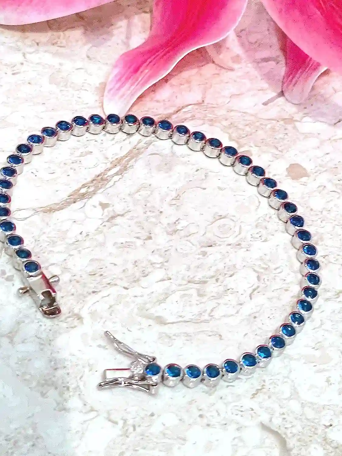 ONE OF a Kind London Blue Topaz Bracelet 925 Sterling Silver Bracelet Blue Topaz Jewelry Line Bracelet for her Birthday Gift 16.00 ct. t.w. 