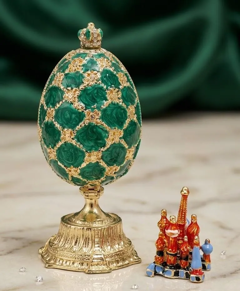 Faberge Egg 1898. Handmade Fabergé eggs style. Newly engaged gift. 24k gold, Swarovski handset. Unique wedding present for couples.