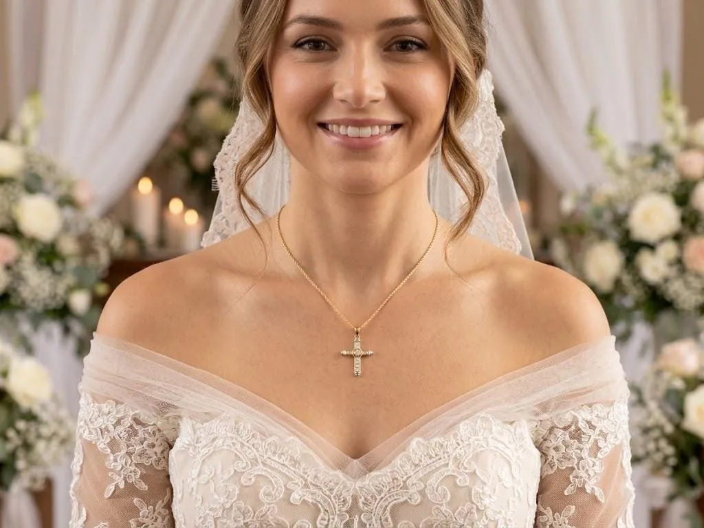 Natural Diamond Cross Pendant Solid 18kt Gold Diamond Cross Necklace Christian Father Gift Crucifix Cross for Men Cross for Graduation Son