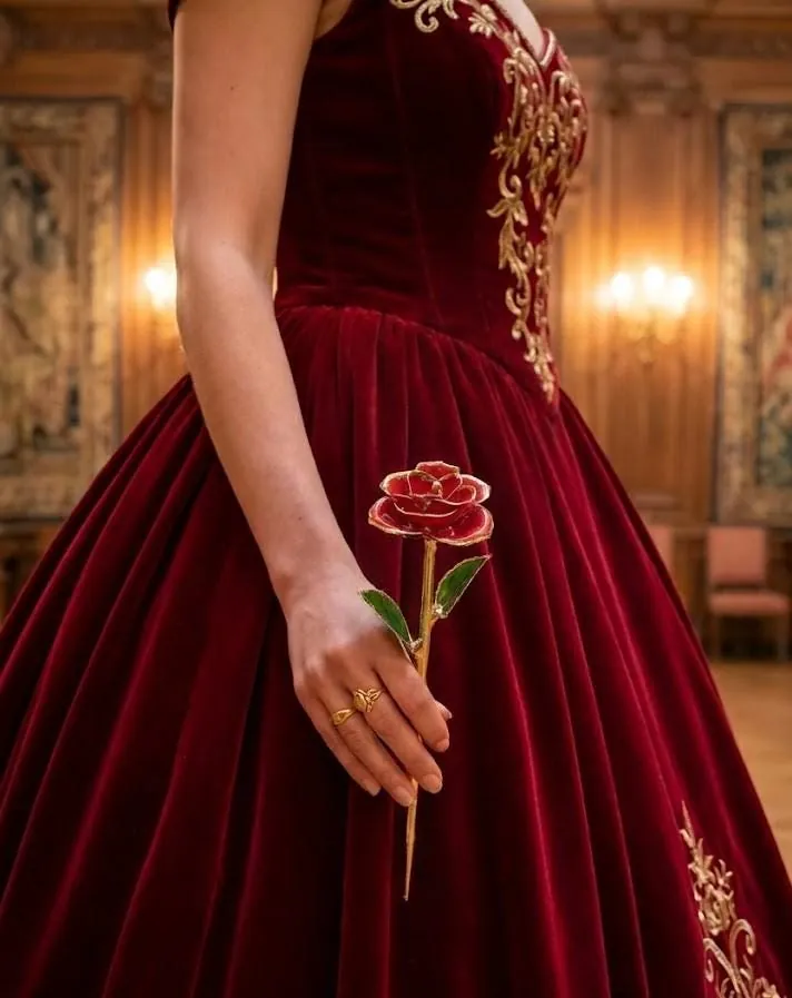 Red Sparkle Rose - Original 24k Gold Pure Gold Rose - Real Rose with Certificate Handmade by Pierre Lorren