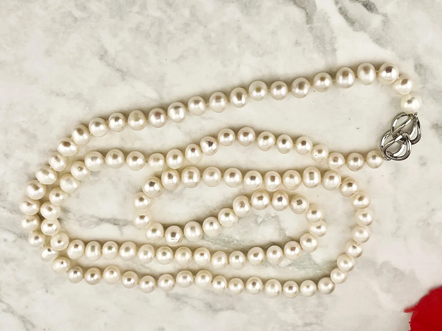 One of a Kind Natural Pearl Necklace Fine Jewelry Silk Hand Knotted Pearls 36