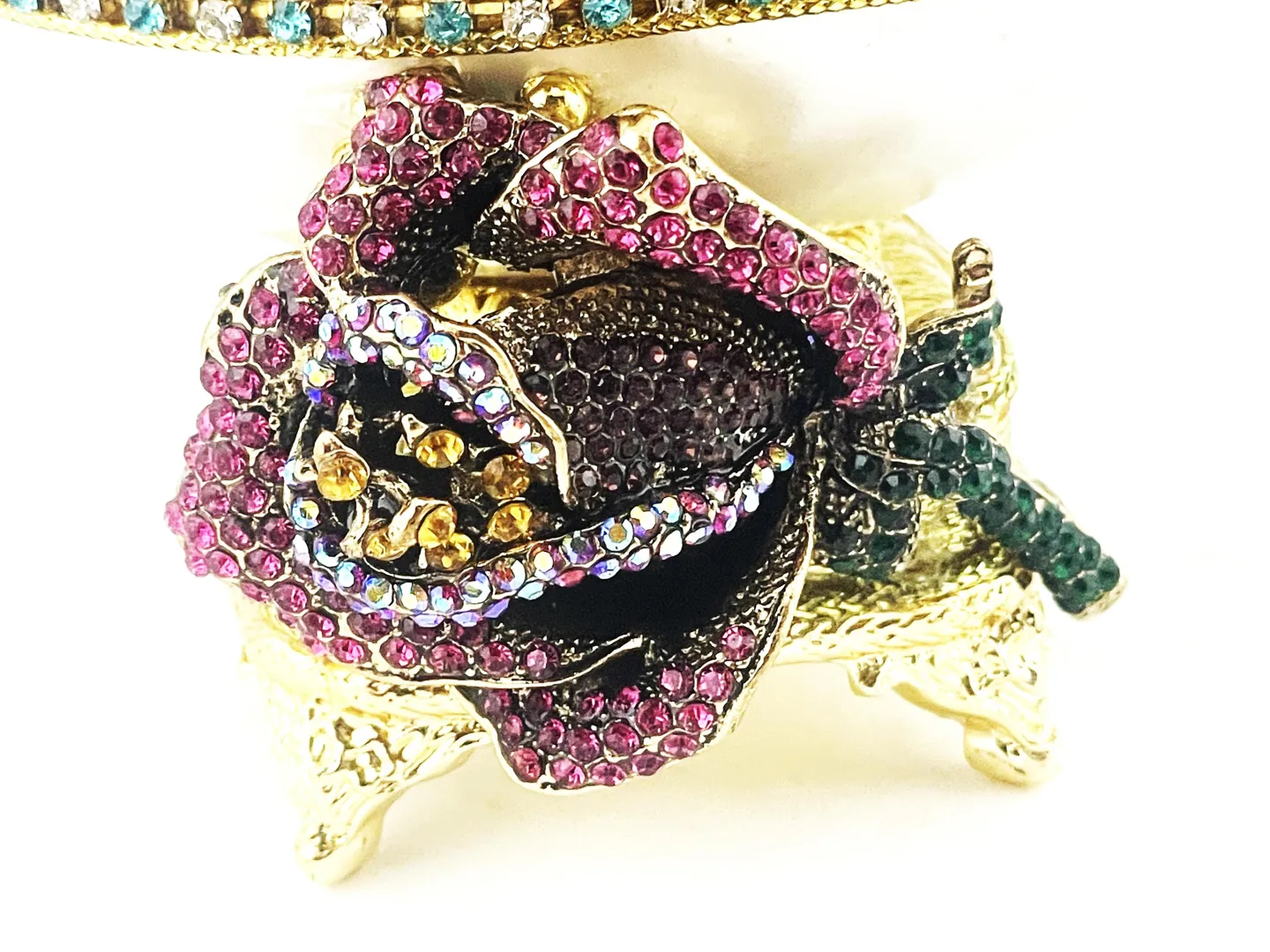 2010 One-of-a-Kind Fabergé Inspired Egg Natural Egg Handcarved with Austrian Crystal Amethyst - Pure Gold Decor - Unique Royal Collectors