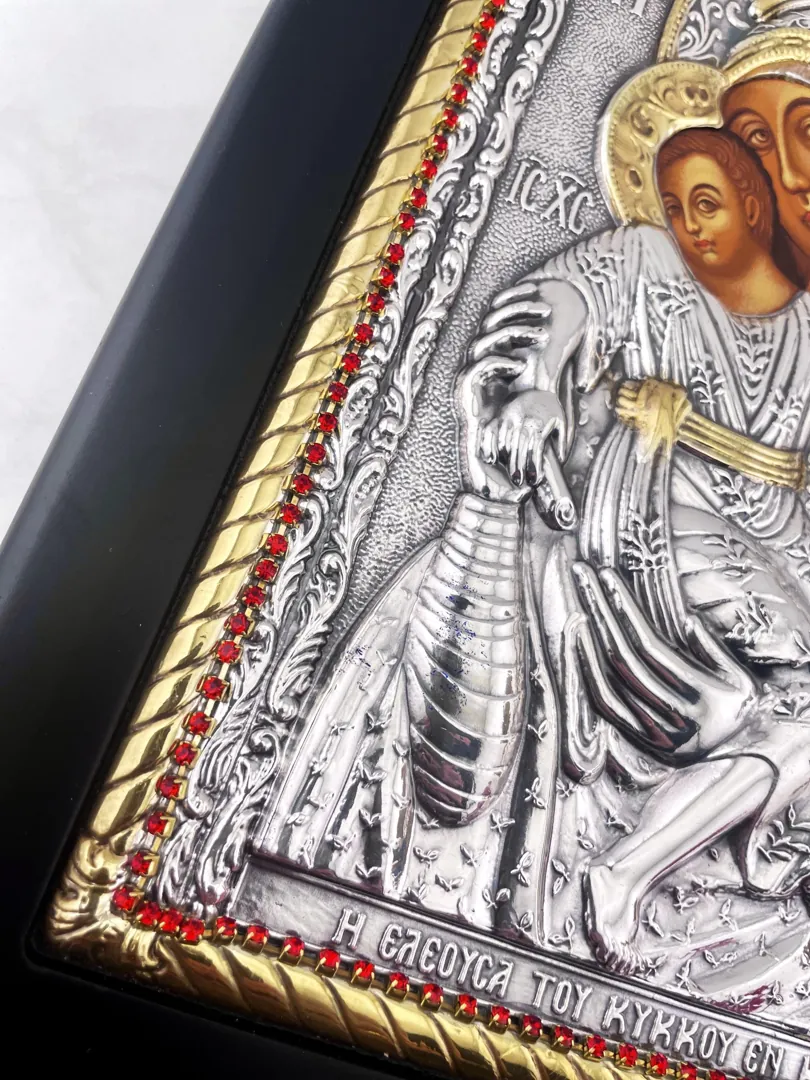 Kykko Virgin Mary Icon Iconostasis Frame, Religious Home Wall Art Gift - Orthodox Wall Wood Icon - Wedding Gift Mother to Daughter.
