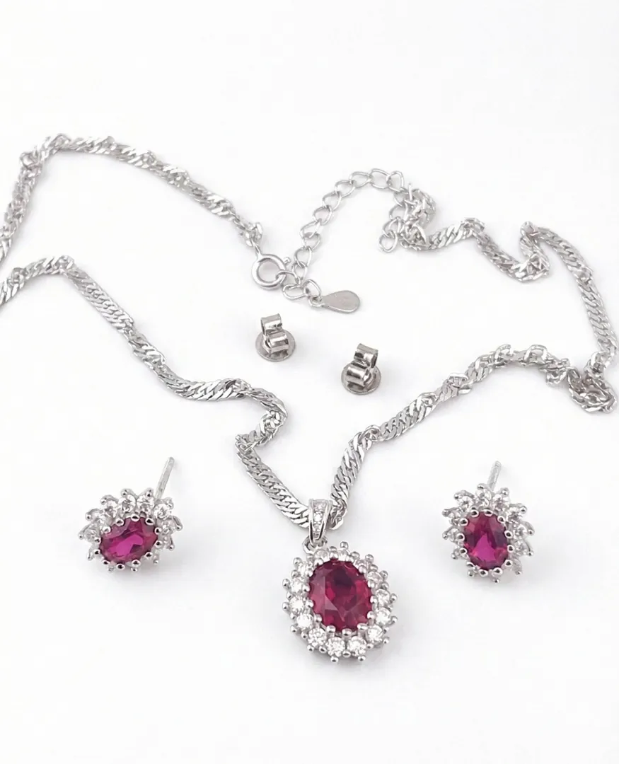 Certified Ruby Necklace Pendant Fine Jewelry Diamond Necklace 40th Ruby Anniversary Gift for Wife Birthday 40 Years Handmade - Pierre Lorren