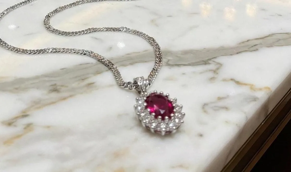 3.3ct Certified Natural Ruby Diamond Necklace, Ruby Diamond Pendant, Ruby Jewelry, 2ct Diamond Pendant, Designer Jewelry, 18k Gold Handmade.