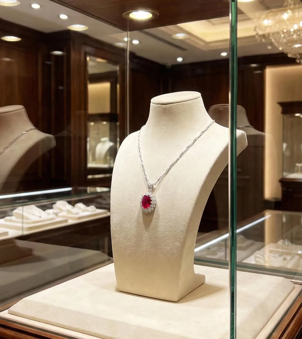 3.3ct Certified Natural Ruby Diamond Necklace, Ruby Diamond Pendant, Ruby Jewelry, 2ct Diamond Pendant, Designer Jewelry, 18k Gold Handmade.
