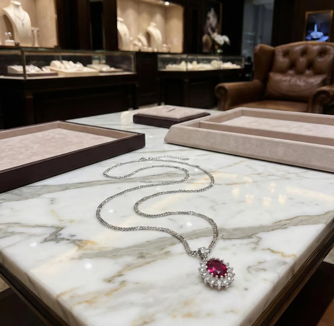 3.3ct Certified Natural Ruby Diamond Necklace, Ruby Diamond Pendant, Ruby Jewelry, 2ct Diamond Pendant, Designer Jewelry, 18k Gold Handmade.