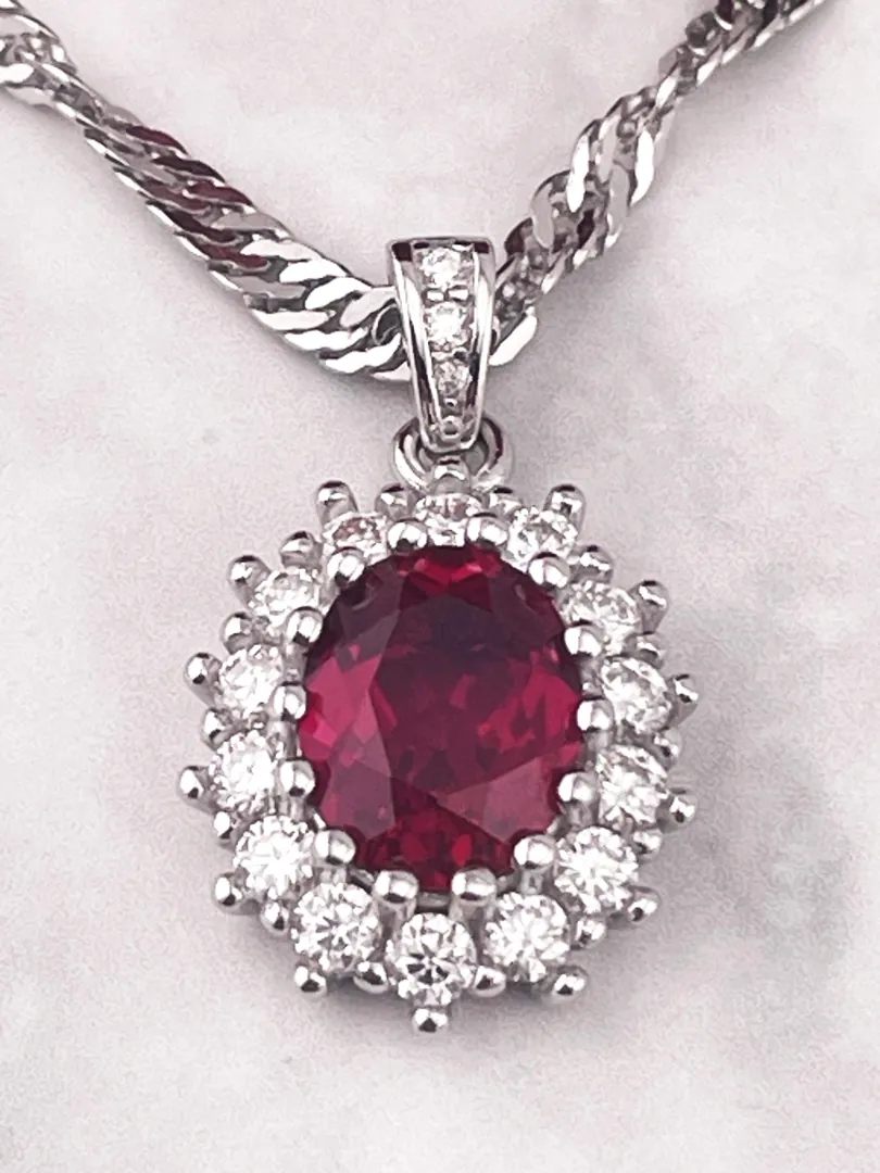 3.3ct Certified Natural Ruby Diamond Necklace, Ruby Diamond Pendant, Ruby Jewelry, 2ct Diamond Pendant, Designer Jewelry, 18k Gold Handmade.