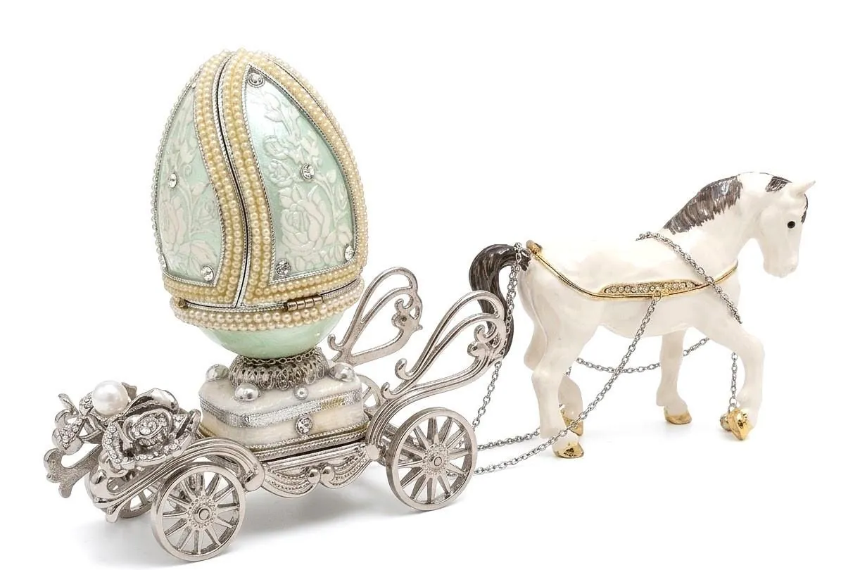 Antique 1989 Fabergé Egg Ring Proposal Box Something Blue Before I Do Bridal Shower Daughter Gift