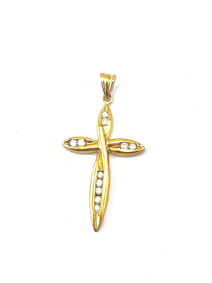 Solid 18kt gold cross with natural diamonds, designed as a cross pendant and necklace. An ideal Christian Mother's Day gift, this crucifix cross is perfect for moms and women.