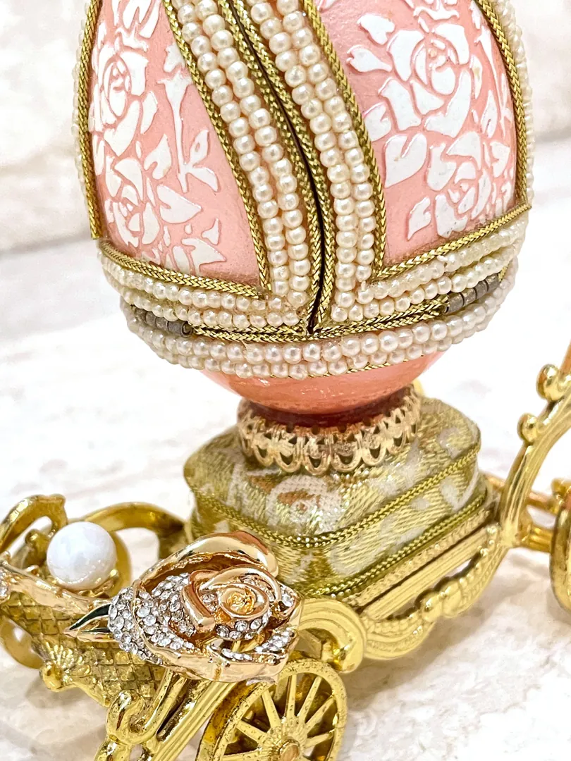 Vintage 1983 Faberge Style Egg, Musical Carriage Jewelry Box