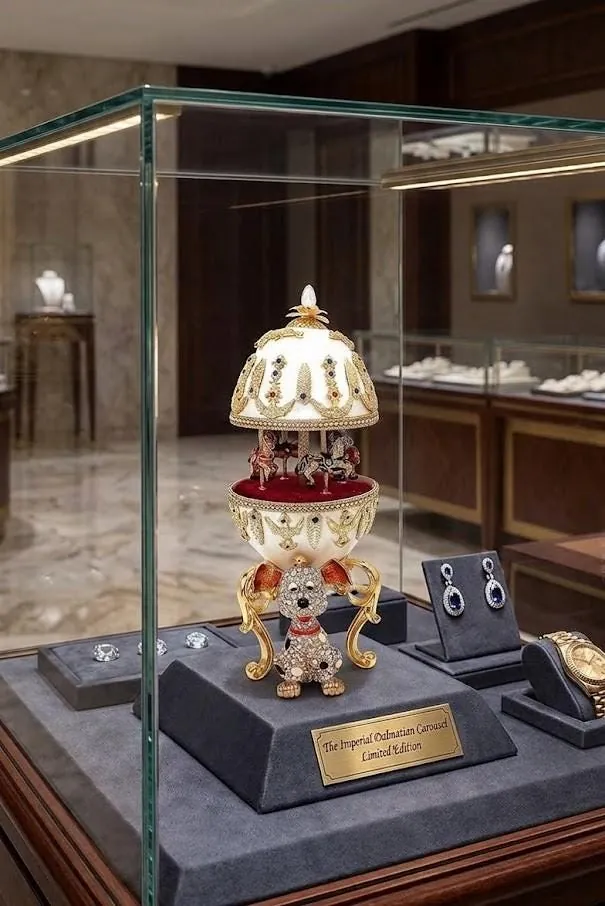 2005 One Of a Kind Faberge Egg style Faberge Dog Lover Gifts Faberge egg Musical Carousel Horse 24k GOLD Handmade Fabergé Egg 21st Birthday